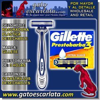 Lee el articulo completo RASURADORA PLASTICA DESECHABLE GILLETE PRESTOBARBA DE 3 HOJAS - CARTON DE 12 RASTRILLOS DESECHABLES