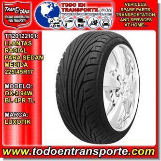 Lee el articulo completo LLANTAS RADIAL PARA VEHICULO SEDAN MARCA LUXOTIK MEDIDA 225/45R17 MODELO OX-2 94W BL 4PR TL